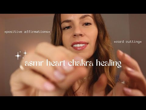 ASMR REIKI heart chakra healing | cord cutting, slow hand movements, positive affirmations