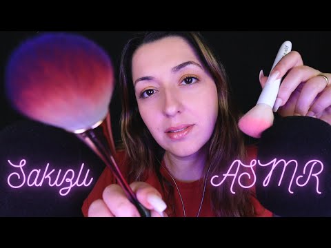 Türkçe ASMR | Hem Mikrofonları, Hem Yüzünü Fırçalıyorum | Sakız Çiğniyorum