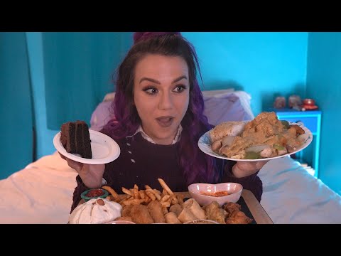 ASMR MUKBANG FRIED FOOD & CHOCOLATE CAKE