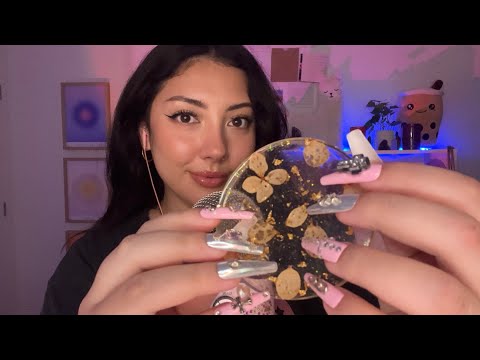 ASMR tapping on coasters 🤍resin, cork, wood😴 foam cover mic tapping, bare mic scratching for sleep