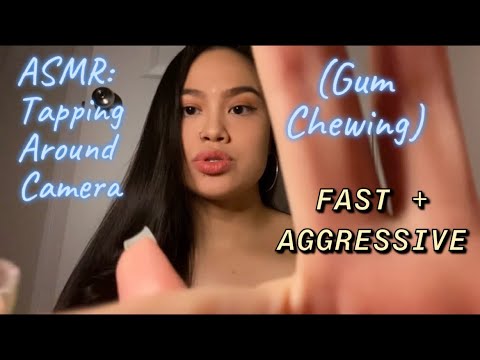 ASMR: FAST and AGGRESSIVE Camera Lens Tapping + Nail Tapping (Gum Chewing) | Tapping Around Camera |