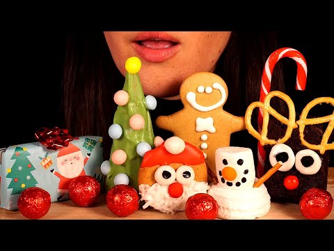 ASMR Christmas Treats and Desserts (Eating Sounds) (Mostly No Talking)