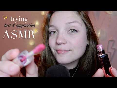 Trying Fast & Aggressive ASMR for the *first time* (Fastest Makeup 💄)