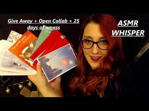ASMR Whisper ~~ Subscribers Please Watch | Card giveaway, Open Holiday Collab, 25 Days of x-mass