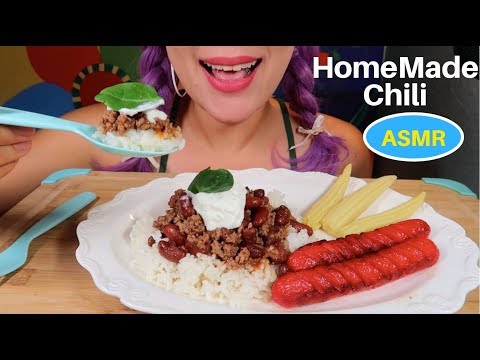 ASMR HOMEMADE Chili and Hawaiian Sausage Eating sound  | 홈메이드 칠리,하와이언 소시지 먹방 | CURIE. ASMR