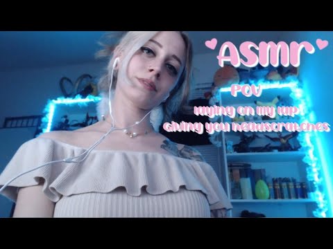 ASMR 💙 Lay in my lap while I give you head scratches [fluffy mic scratching, lay on lap] POV