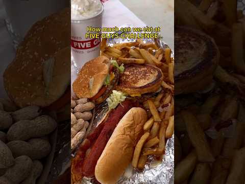 HOW MUCH CAN WE EAT AT FIVE GUYS CHALLENGE #shorts #viral #mukbang
