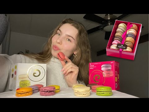 ASMR first mukbang ever with macaron (crispy and chewy sounds )