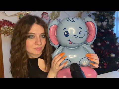 ASMR | Blowing A Cute Mylar Balloon ❤️❤️❤️ | Spit Painting Asmr and Squeaky Sounds ❤️‍🔥🥳