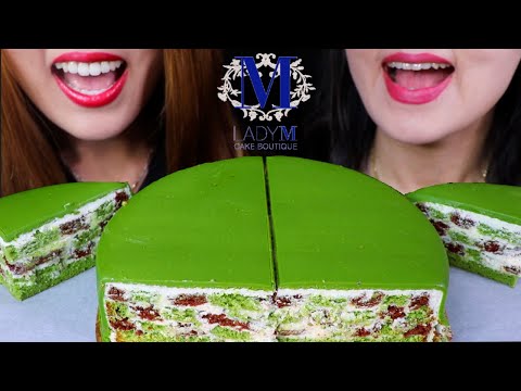 ASMR GREEN TEA CHOCOLATE CHECKERS CAKE (BIG BITES) 리얼사운드 먹방 | Kim&Liz ASMR