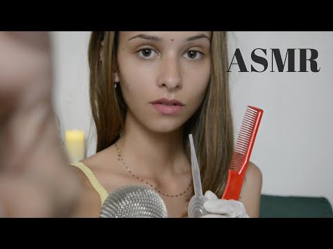 ASMR FRANÇAIS - Analyse de ton crâne (massage, peigne, gants latex)