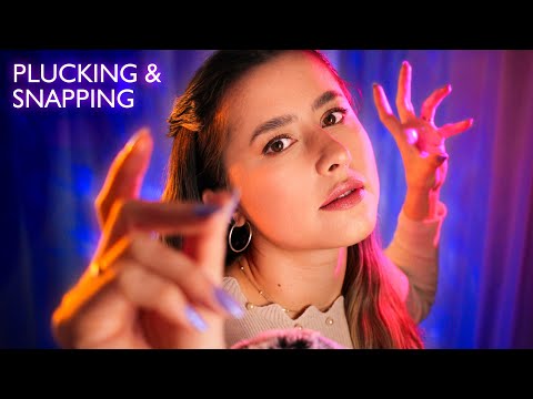 "FAST" plucking negative energy ASMR with SNAPPING AROUND THE MIC ✨ and slow hand movements too