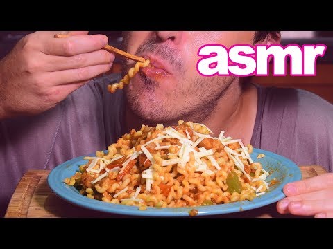 ASMR Fusilli Pasta w/ Hearty Sausage Tomato Sauce (Soft Eating Sounds) No Talking | Nomnomsammieboy