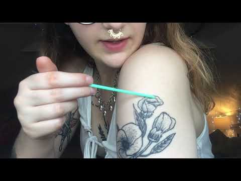 TATTOO TRACING ASMR SOFT SPOKEN WHISPERS UP CLOSE