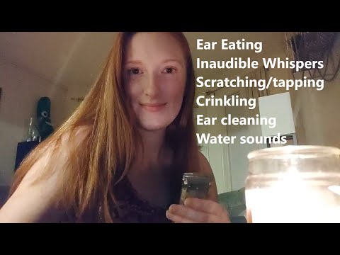 Lo-fi Candlelit Variety Triggers ASMR~ Ear eating/Inaudible whispering, cleaning, tapping, brushing+
