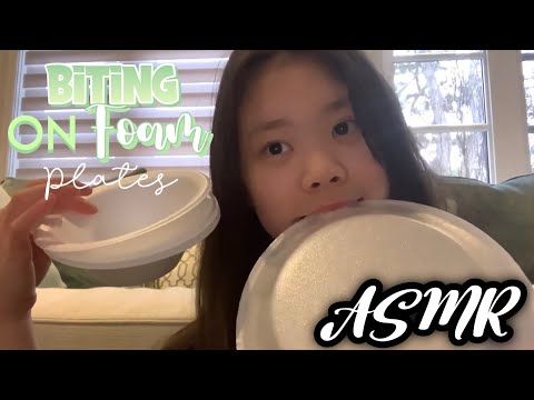 ASMR Biting on Foam Plates!! (Video for Christos) (Mouth sounds, chewing, and etc) MiuLe ASMR