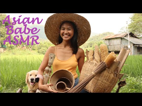 ASMR Wood Triggers in Rice Paddy (Relaxing Beautiful Sounds of Nature) 🌾🌾🌾