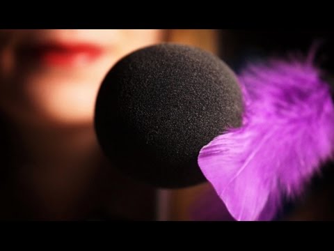 ASMR. Intense Mic Touching with Feather, Fluffy Ball, Brush and Fingers