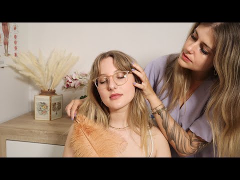 ASMR [Real Person] Skin Tracing | Hair Play & Head Massage | VOICE OVER 🤯 Massage deutsch german