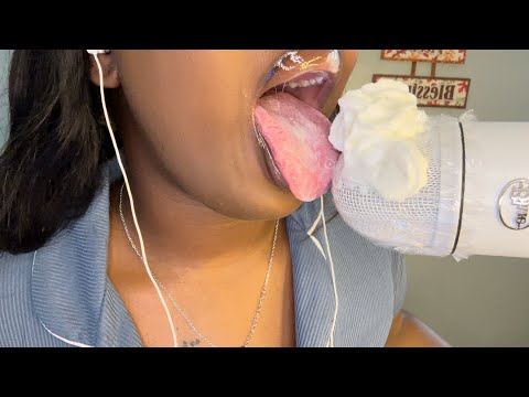 ASMR Mic Licking With Whipped Cream | No Talking | Mouth Sounds #asmr