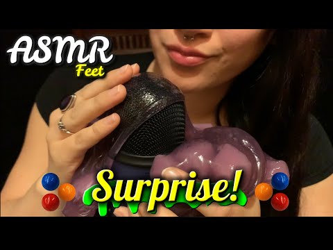 ASMR SLIME RELAXING SOUNDS (Whispering) SQUISHY SLIME AND GUMBALLS | ASMR FEET