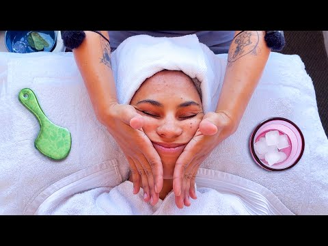 ASMR: Relaxing Thai FACIAL Massage with Guasha and Ice for Face Lifting!
