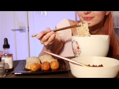 ASMR MUKBANG 먹방 | Spicy Ramen Noodles, Crispy Vegan Corn Dogs, Red Chile Tamales, & Aloe Vera