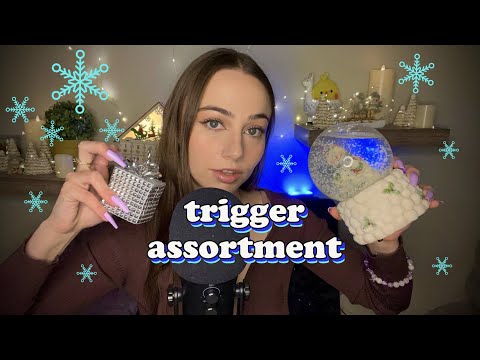 ASMR Holiday Trigger Assortment 🎄❄ wood + liquid sounds, textured scratching, chat w/ me ❄🎄