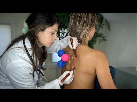 ASMR Pressure Point Back Exam | Skin Pulling, Spine Cracking, Cupping & Shoulder Realignment