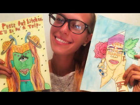 Asmr showing my art and tapping on art supplies!