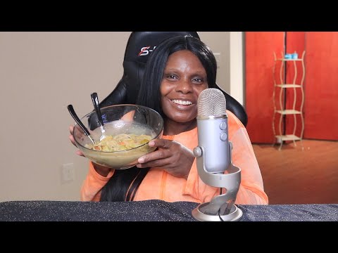 Home Made Thai Rice Noodles With Meatballs ASMR Eating Sounds