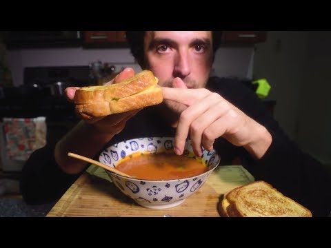ASMR Grilled Cheese and Tomato Soup 🤒I'm Sick 🤒 ( Eating Sounds ) Nomnomsammieboy