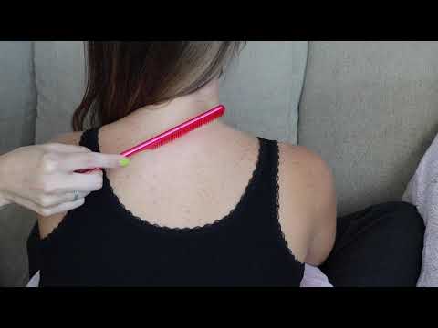 ASMR | Gentle comb brushing, tracing, & hair play *whispered*