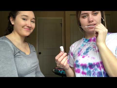 ASMR doing my sisters makeup (whispering)