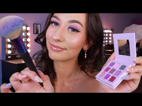 ASMR Doing Your Makeup Roleplay 💜 ~ layered sounds, pampering & personal attention