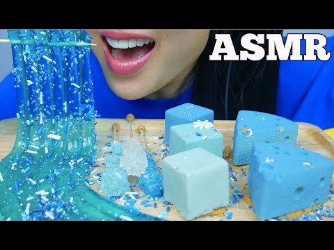 ASMR BLUE CHEESE CAKE DESSERT + NOODLE JELLY + SUGAR ROCK CANDY (EATING SOUND) NO TALKING | SAS-ASMR