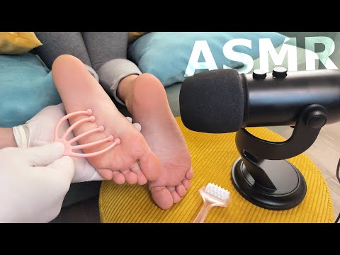 ASMR Foot Massage | Roller & Head Scratcher | Feet Triggers & Tingles | No Talking