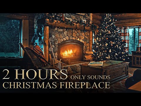 Forest Cabin Fireplace 🎄 Christmas Ambience ASMR - Snowfall, Muffled Wind, Crackling Fire "NO MUSIC"