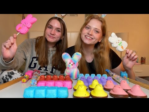 🐥ASMR 🐇~ EATING PEEPS WITH MY LITTLE SISTER 🩷💜🩵