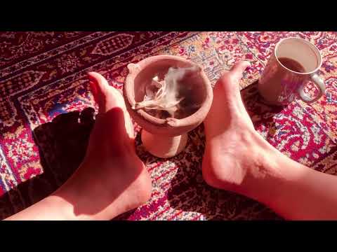 ASMR bare feet with blessing incense burning