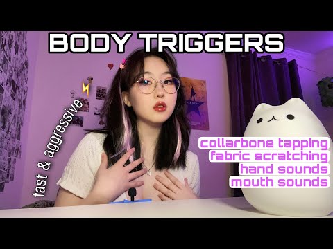 ASMR | FAST AND AGGRESSIVE Collarbone Tapping, Hand Sounds, Fabric + More! (with Rambles)