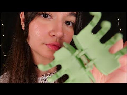 ASMR Tingly Hair Claw Clipping | Personal Attention, Mouth Sounds, Repeating