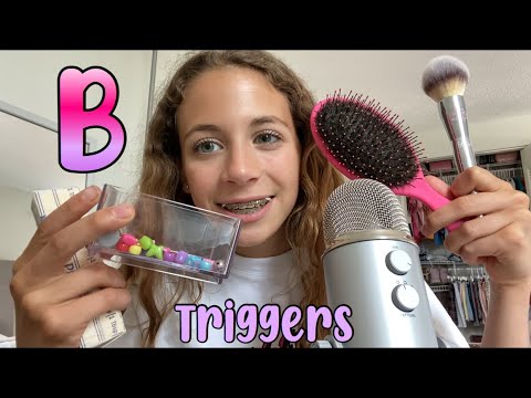 ASMR” B”triggers! Brushing hair+mic, beads,burts bees, badoop!