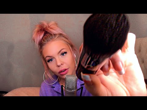 ASMR CAMERA BRUSHING WITH INAUDIBLE WHISPERING (repeating "just a little bit")