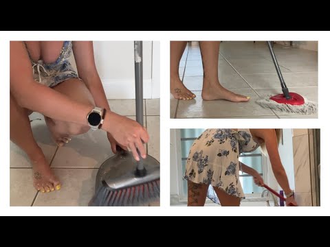 ASMR Cleaning No Talking Floor Sweeping and Mopping - Clean The Floors With Me