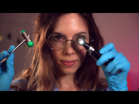 ASMR Most Relaxing Cranial Nerve Exam, Medical Exam - 4k Personal Attention - Ear, Eyes, Scalp .