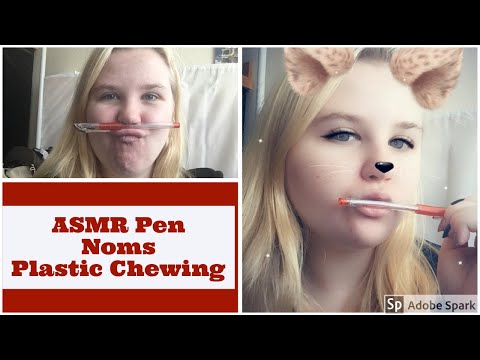 ASMR - Pen Noms ❤ Pen chewing ❤ Plastic Chewing ❤ Wet Mouth sounds