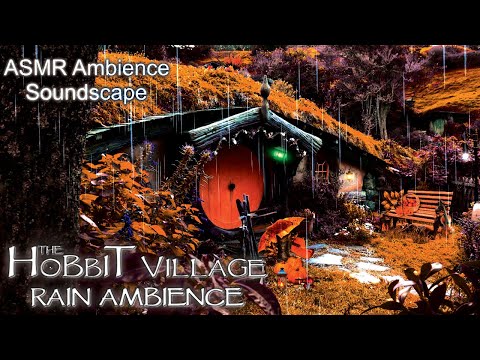 ASMR Ambience Soundscape | Cozy Autumn Rainy Ambience in the Hobbit Village | Rain Sounds + More