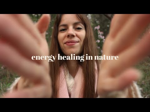 ASMR REIKI grounding & re-centring your aura in nature 🌿 hand movements, rattle, energy balancing
