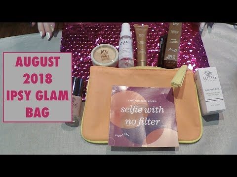 ASMR Gum Chewing August Ipsy Glam Bag Unboxing.  Whispered.